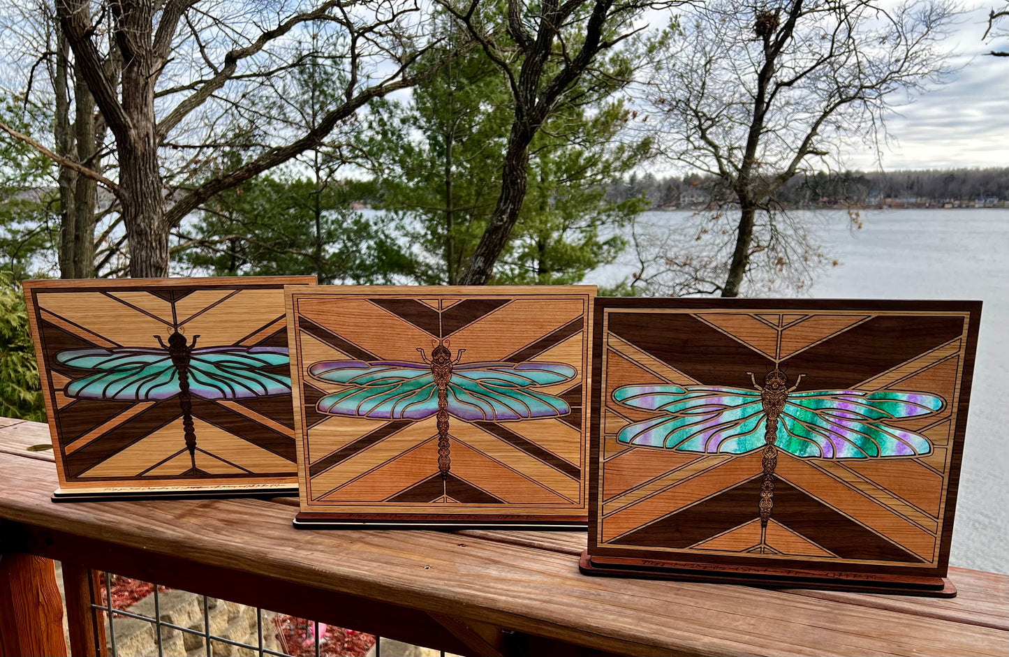 Dragonfly wooden sign with a base