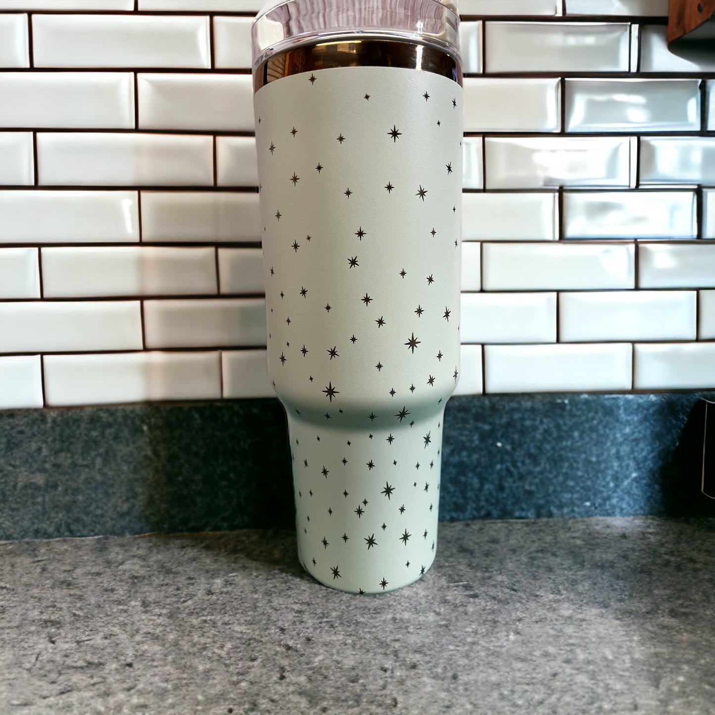 40 ounce engraved Cream & Copper Tumbler - Falling stars