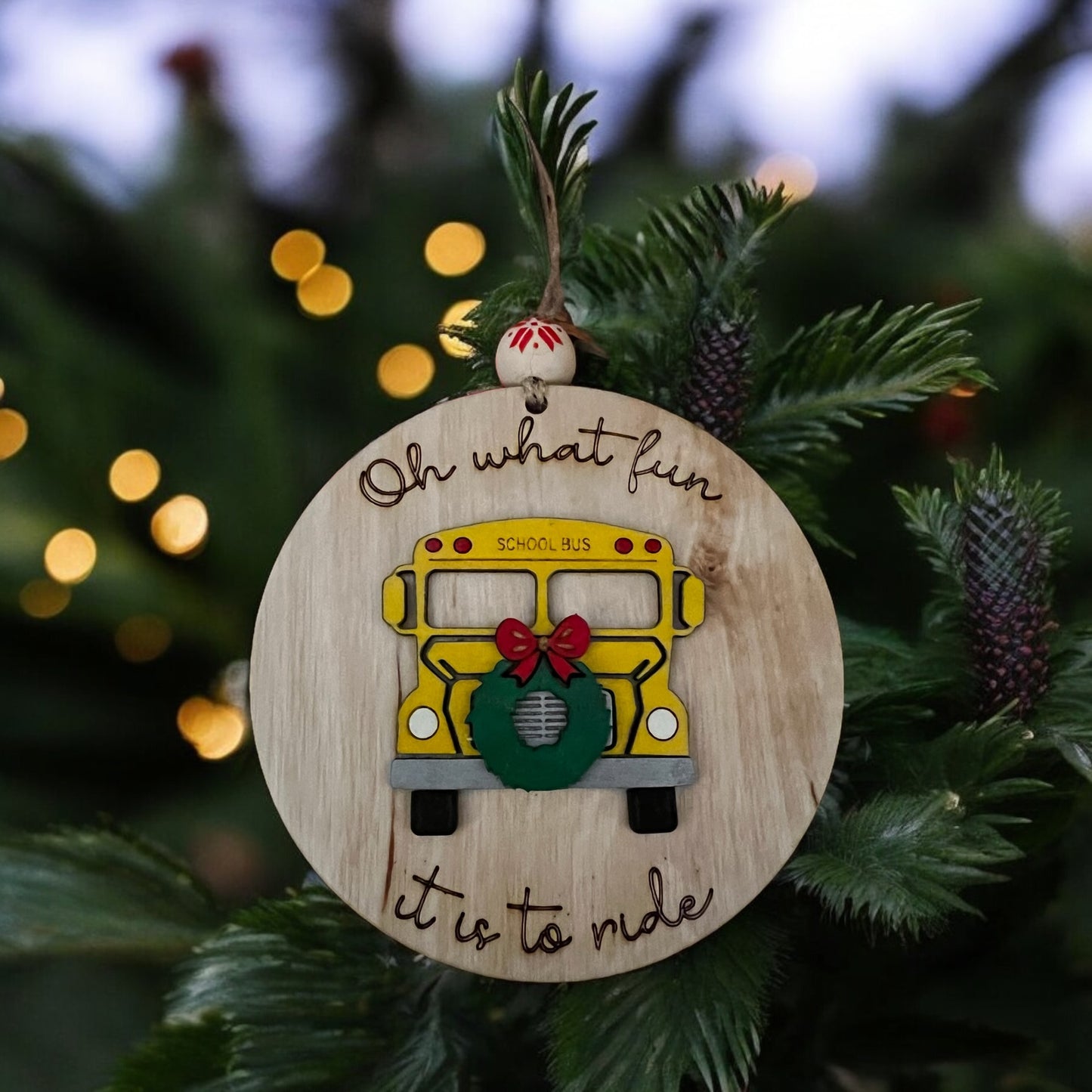 Oh what fun it is to ride, School Bus Ornament