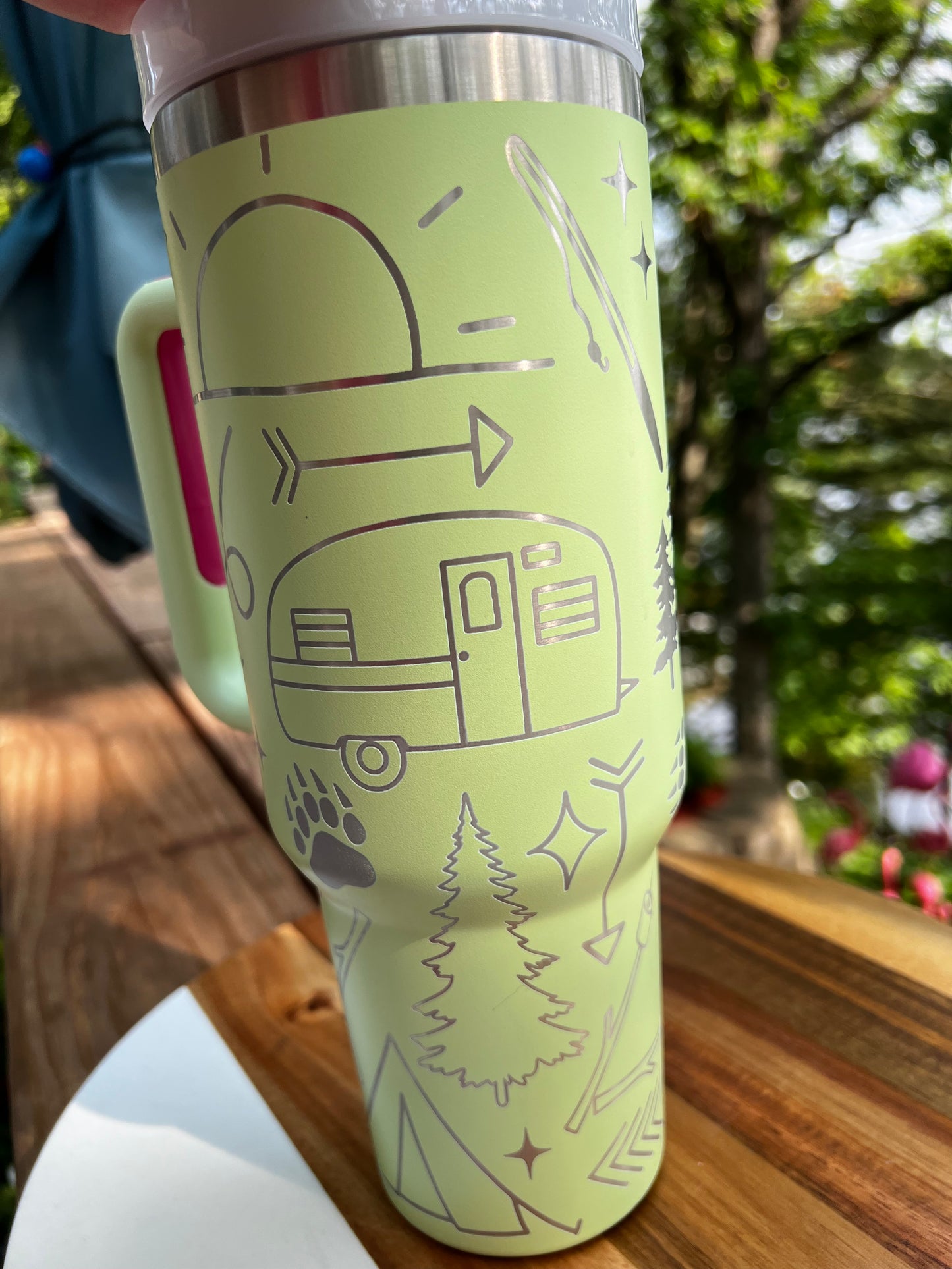 40 ounce engraved stainless steel tumbler, camping