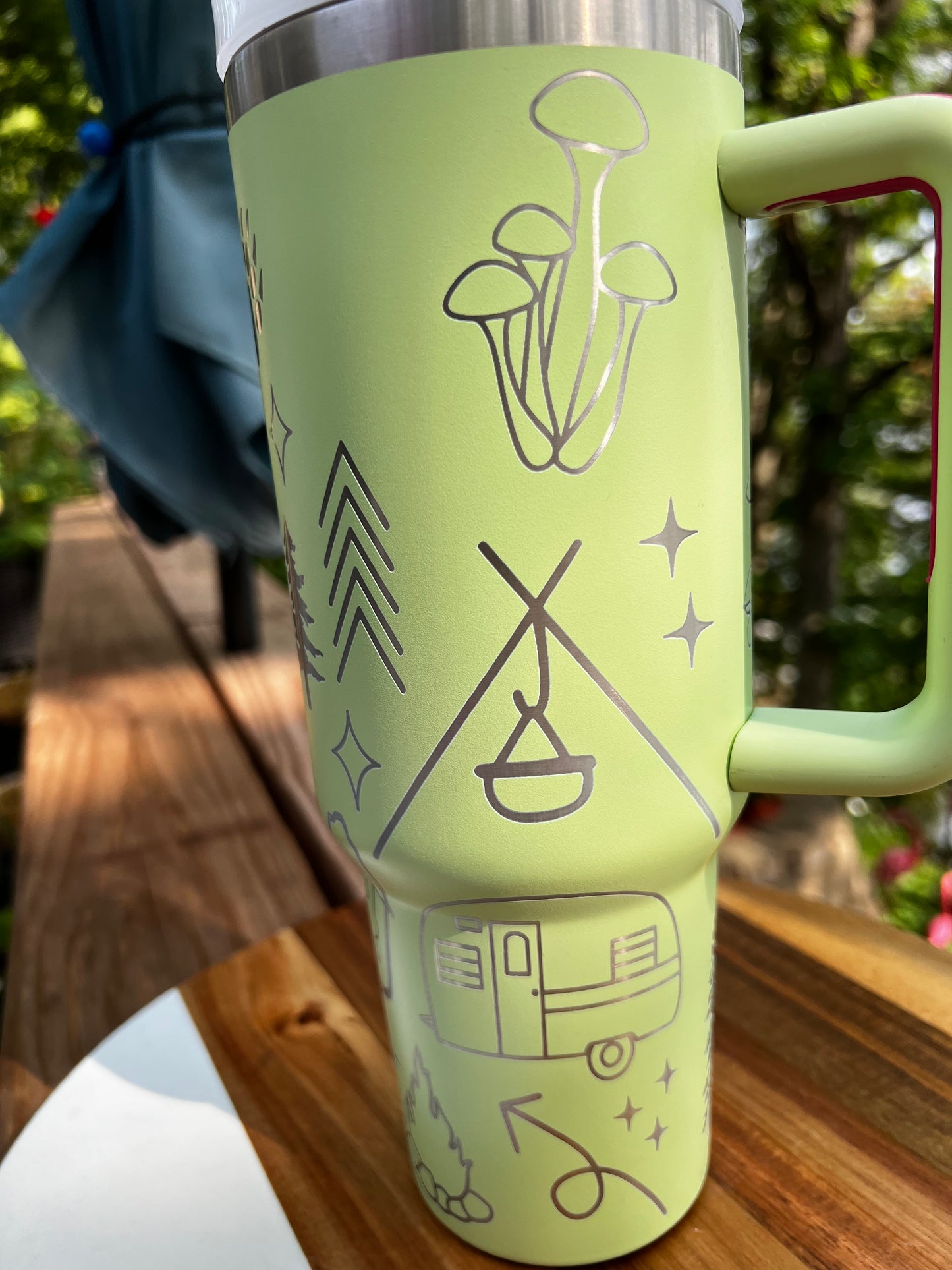 40 ounce engraved stainless steel tumbler, camping
