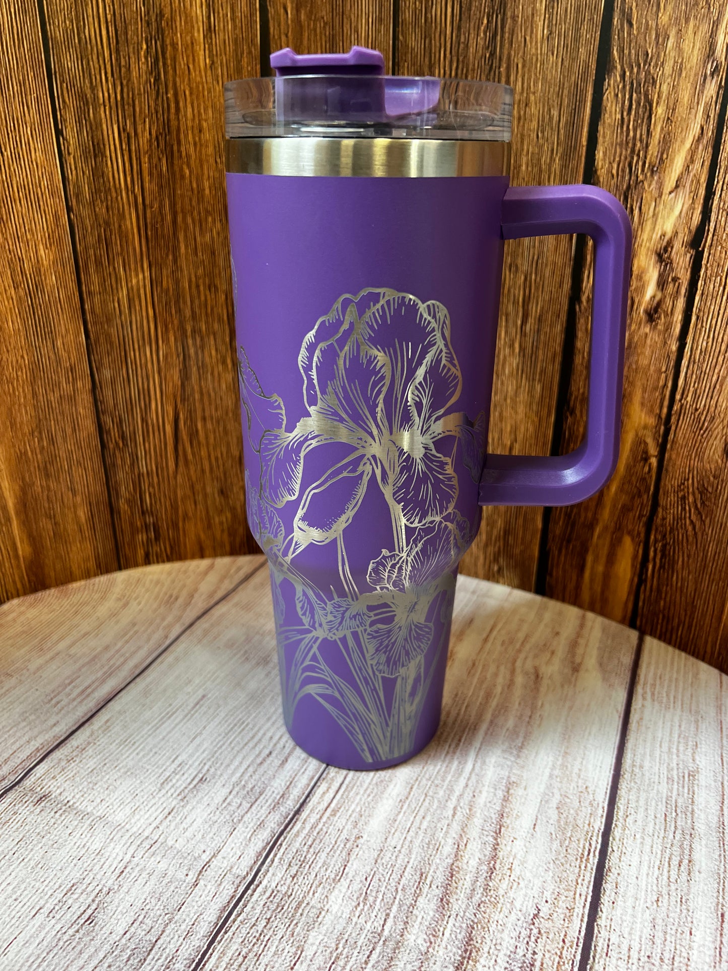 40 oz.engraved stainless steel tumbler Wild Iris