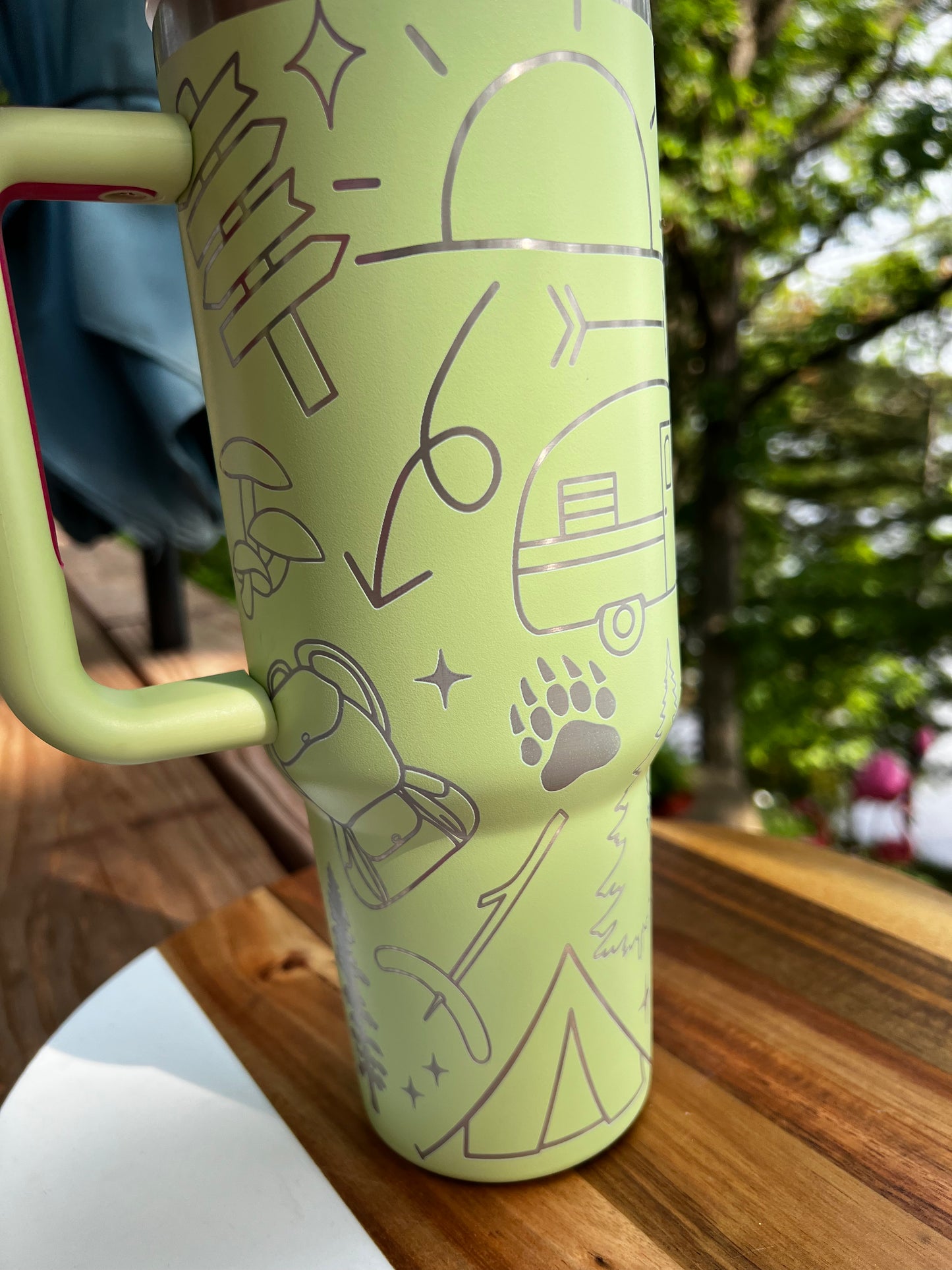 40 ounce engraved stainless steel tumbler, camping