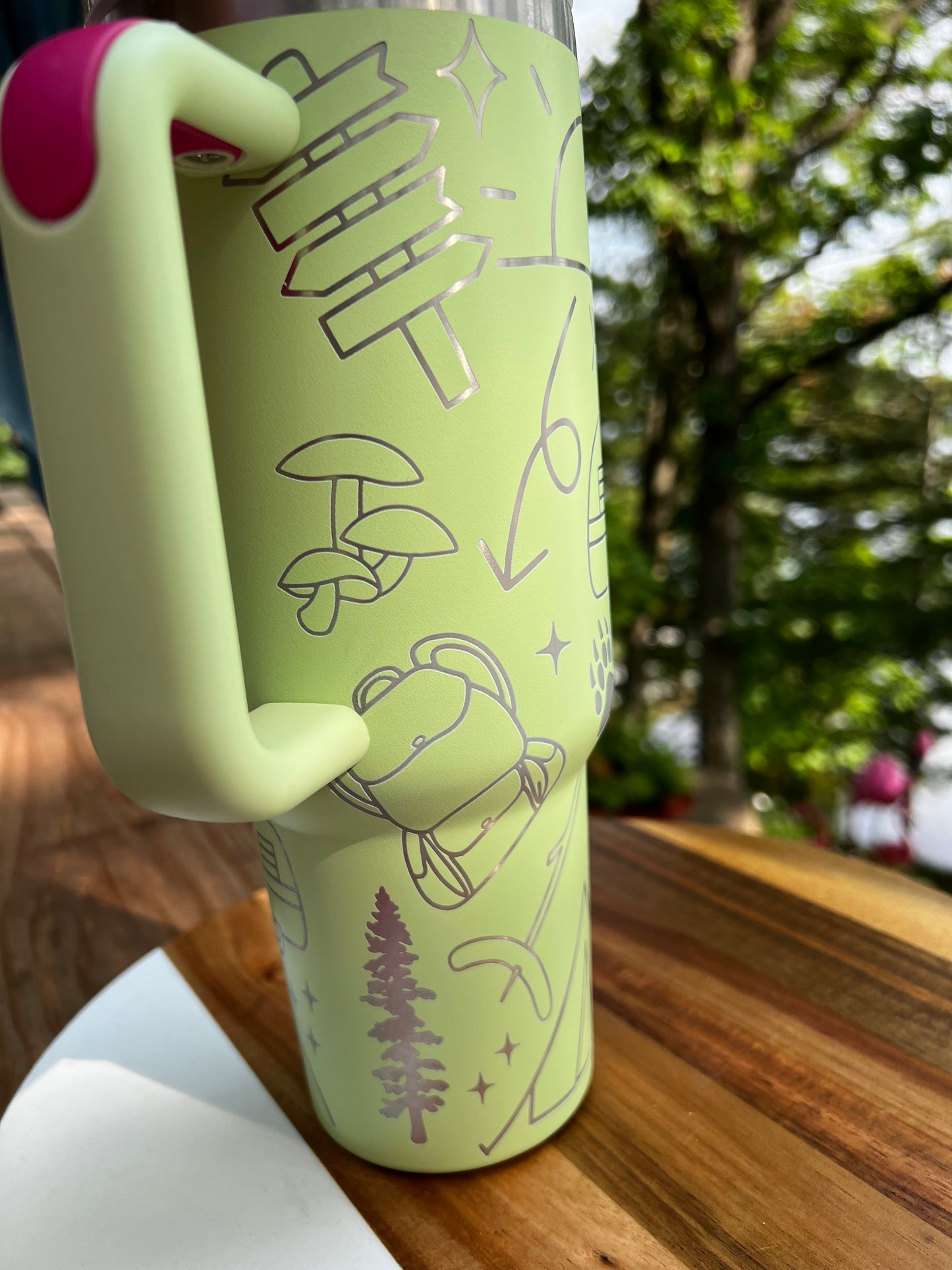 40 ounce engraved stainless steel tumbler, camping
