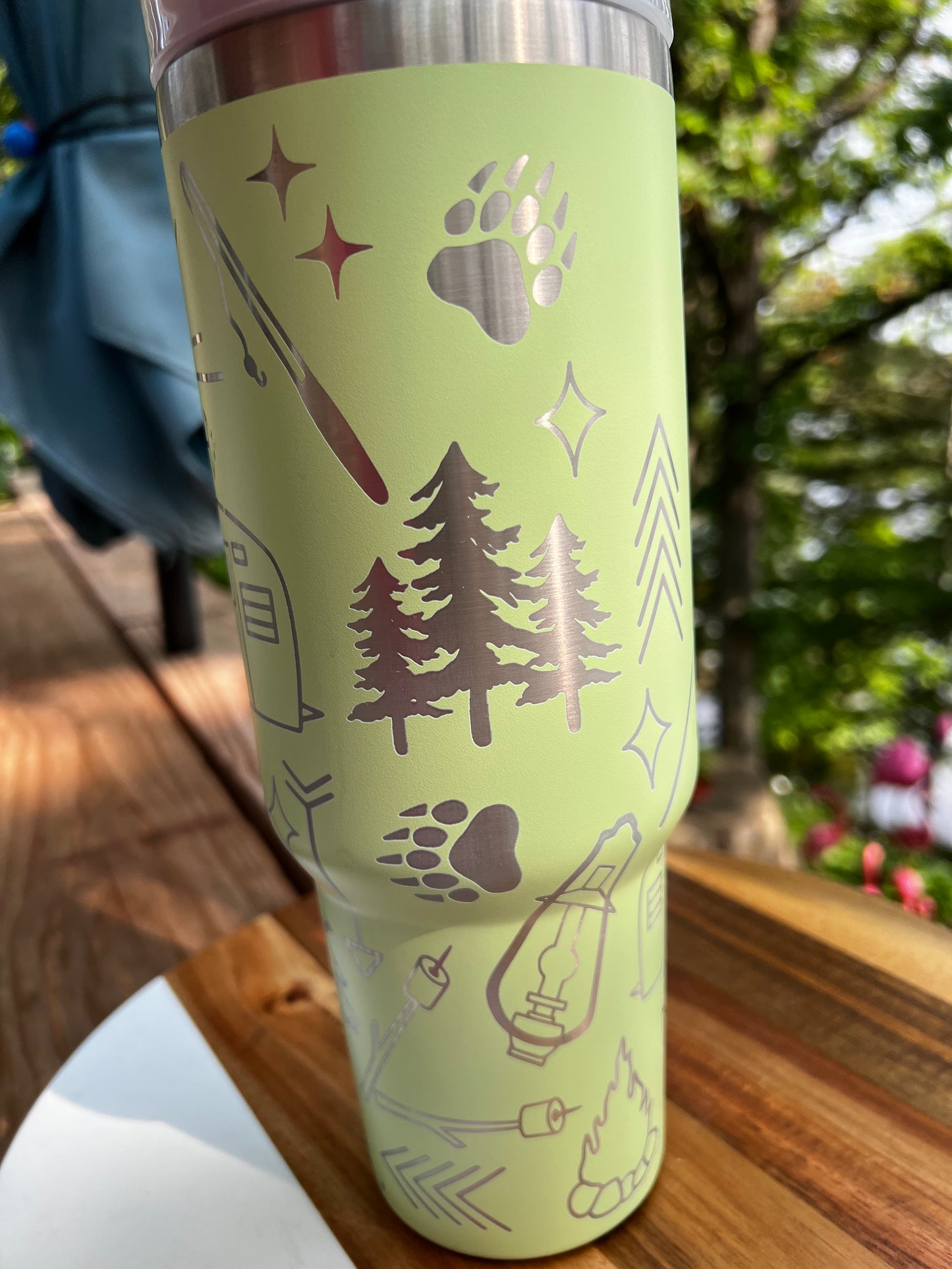 40 ounce engraved stainless steel tumbler, camping