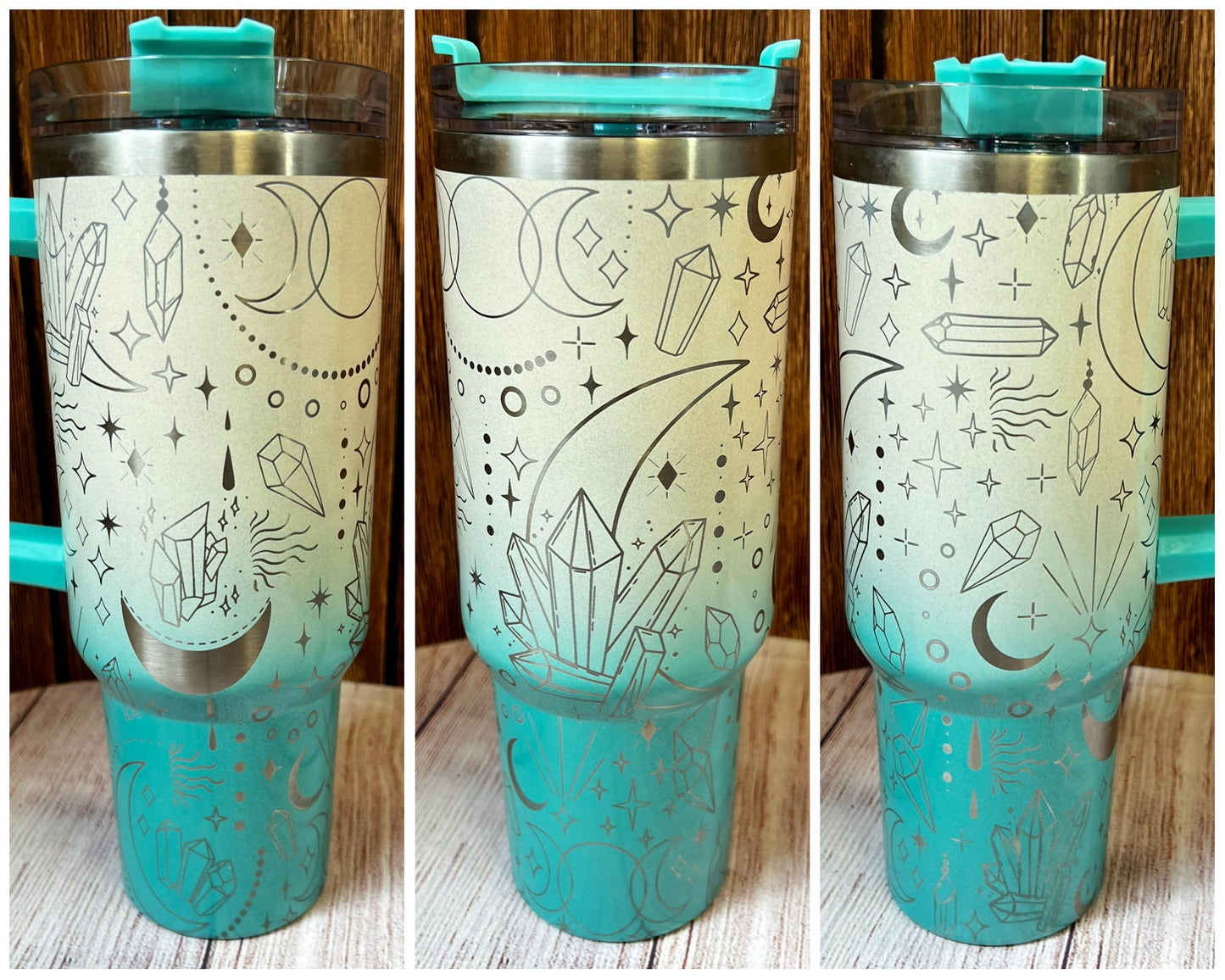 40 oz.engraved stainless steel tumbler Moons and Crystals