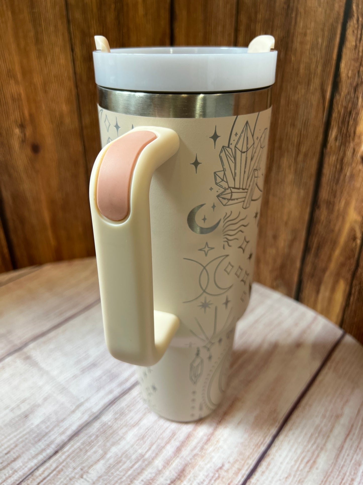 40 ounce engraved stainless steel tumbler Peonies