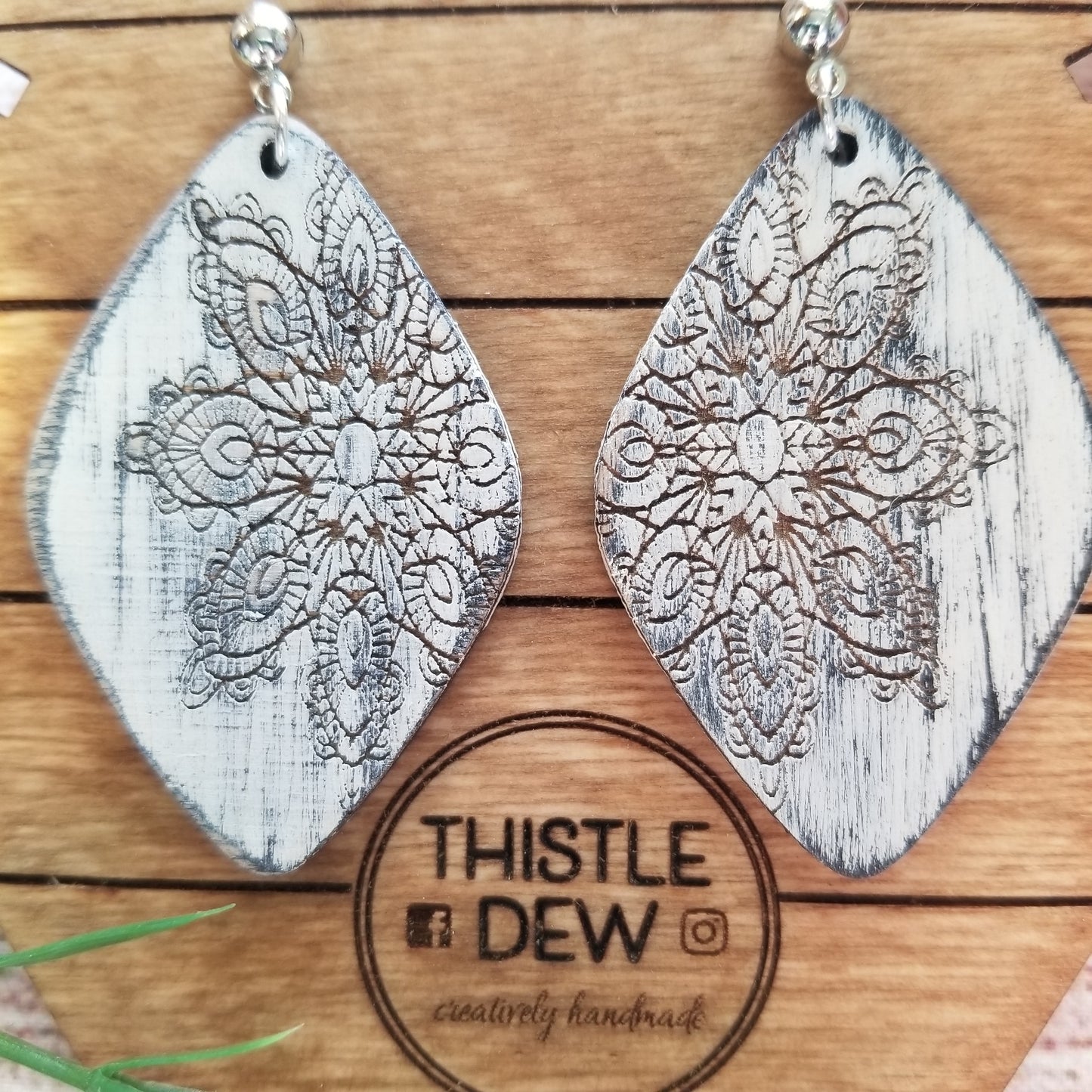 Earrings | Drop Earrings | Earrings with snowflake | Wooden Earrings | Snowflake Earrings