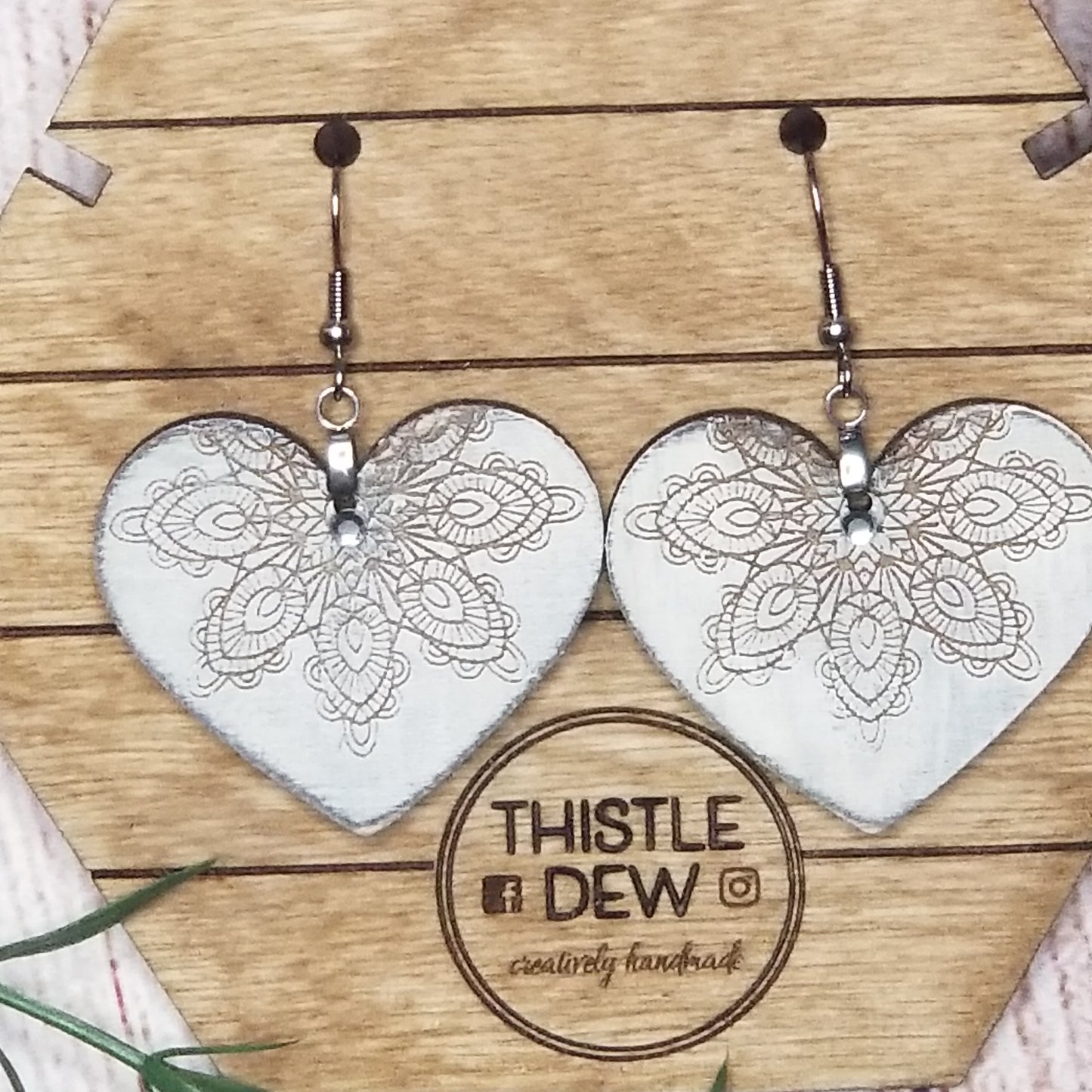 Heart shaped shabby chic earrings
