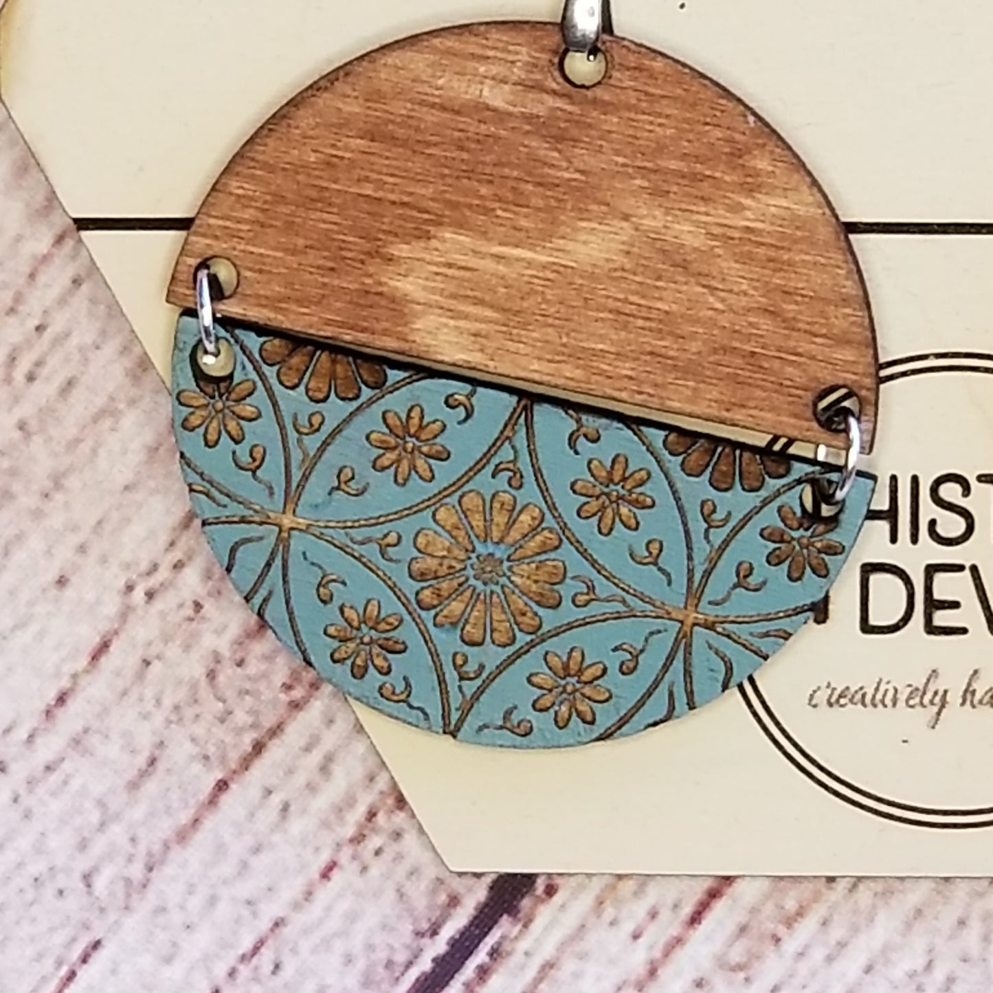 Earrings | Two piece wooden boho earrings