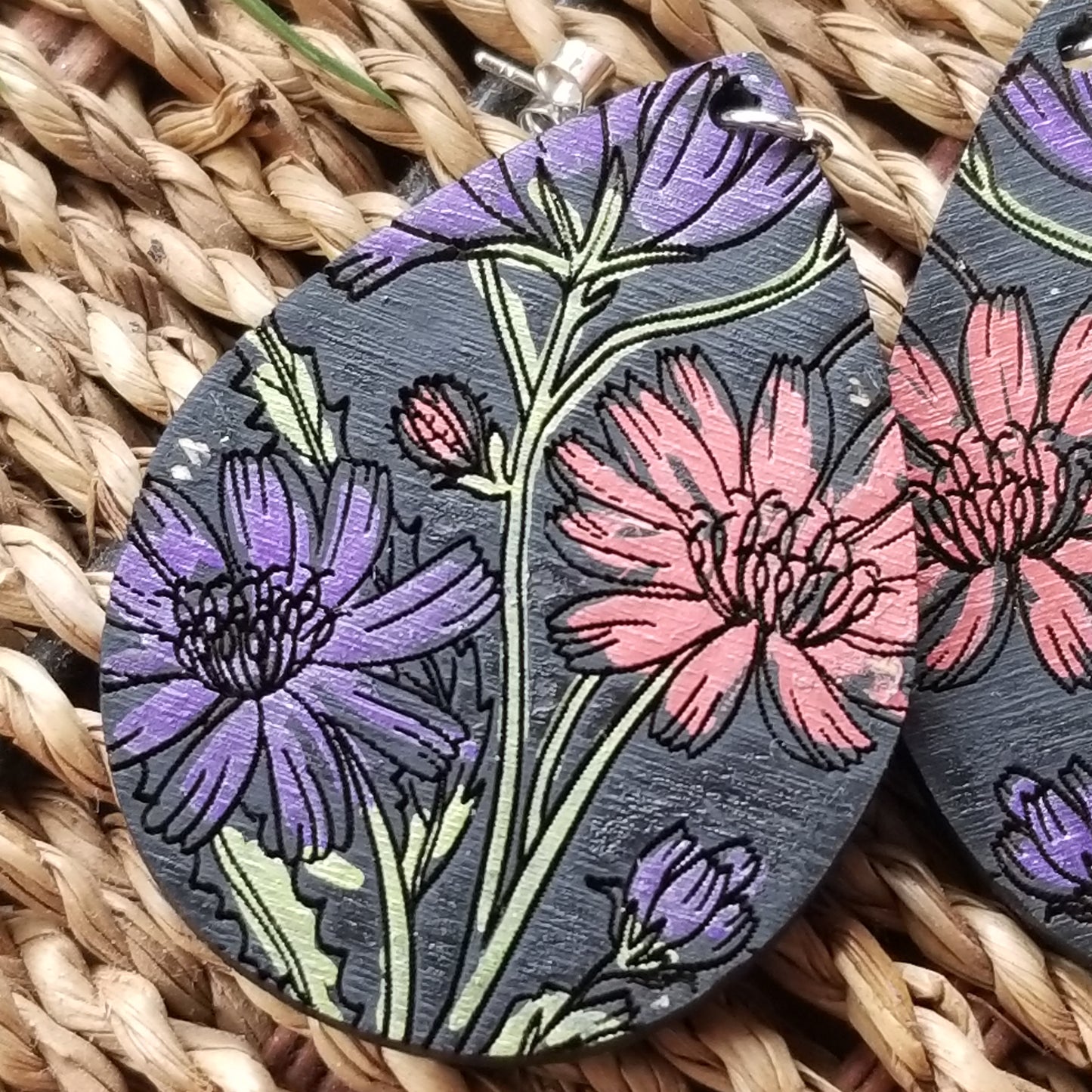 Earrings | Drop Earrings | Earring | Floral Engraved Hand Painted Earrings