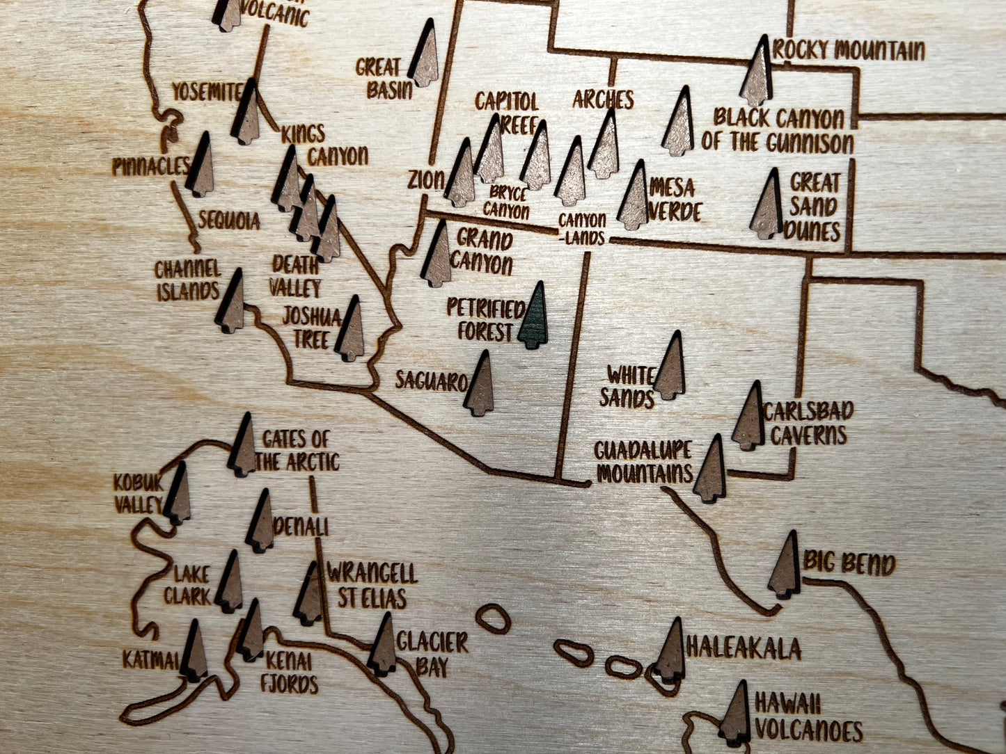 US National Parks Map, Laser Engraved Lake Map | Minnesota Lakes | Wisconsin Lakes