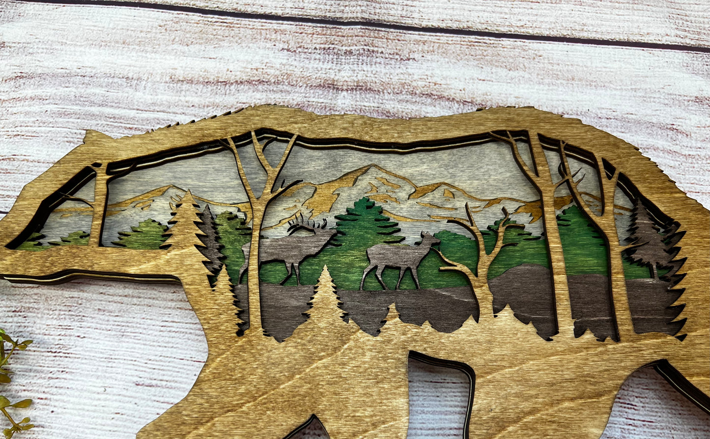 Bear layered sign, Large