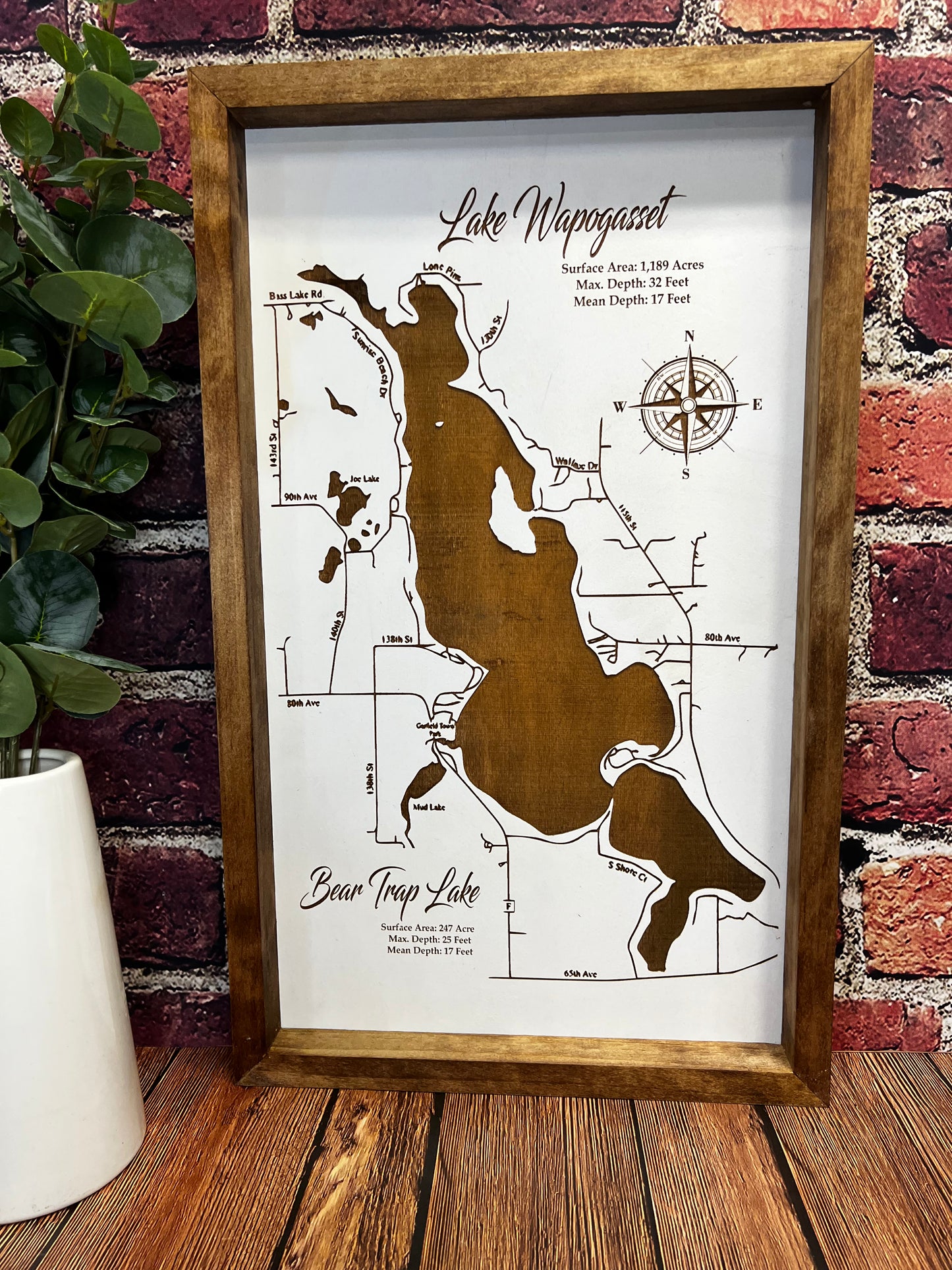 Lake Map, Laser Engraved Lake Map | Minnesota Lakes | Wisconsin Lakes