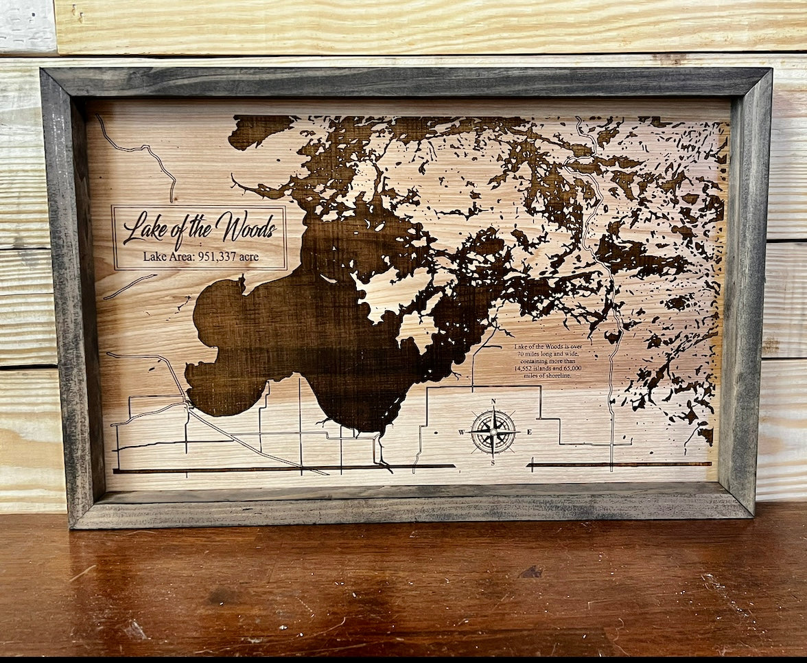 Lake Map, Laser Engraved Lake Map | Minnesota Lakes | Wisconsin Lakes