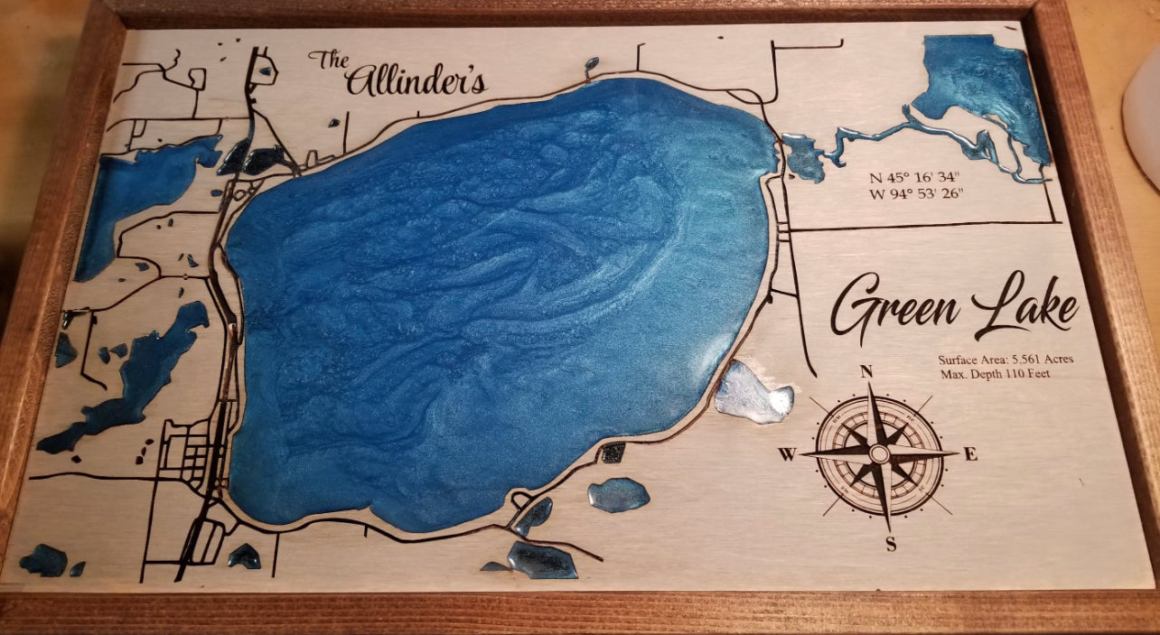 Lake Map | Epoxy Filled Lake Map