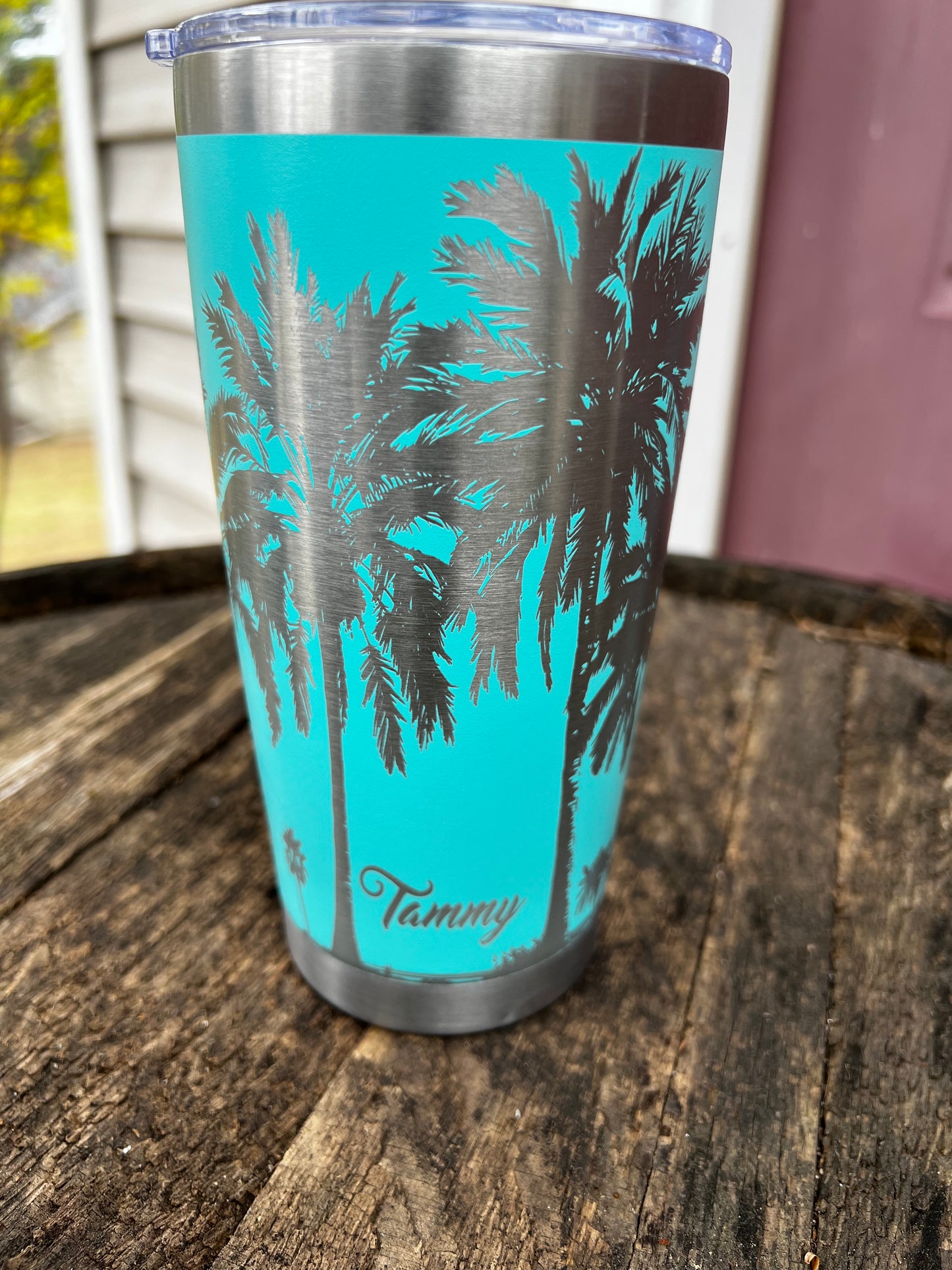 20 ounce engraved Tumbler Tropical Palm Trees