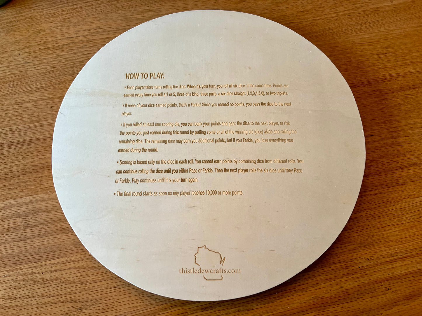 Farkle game tray