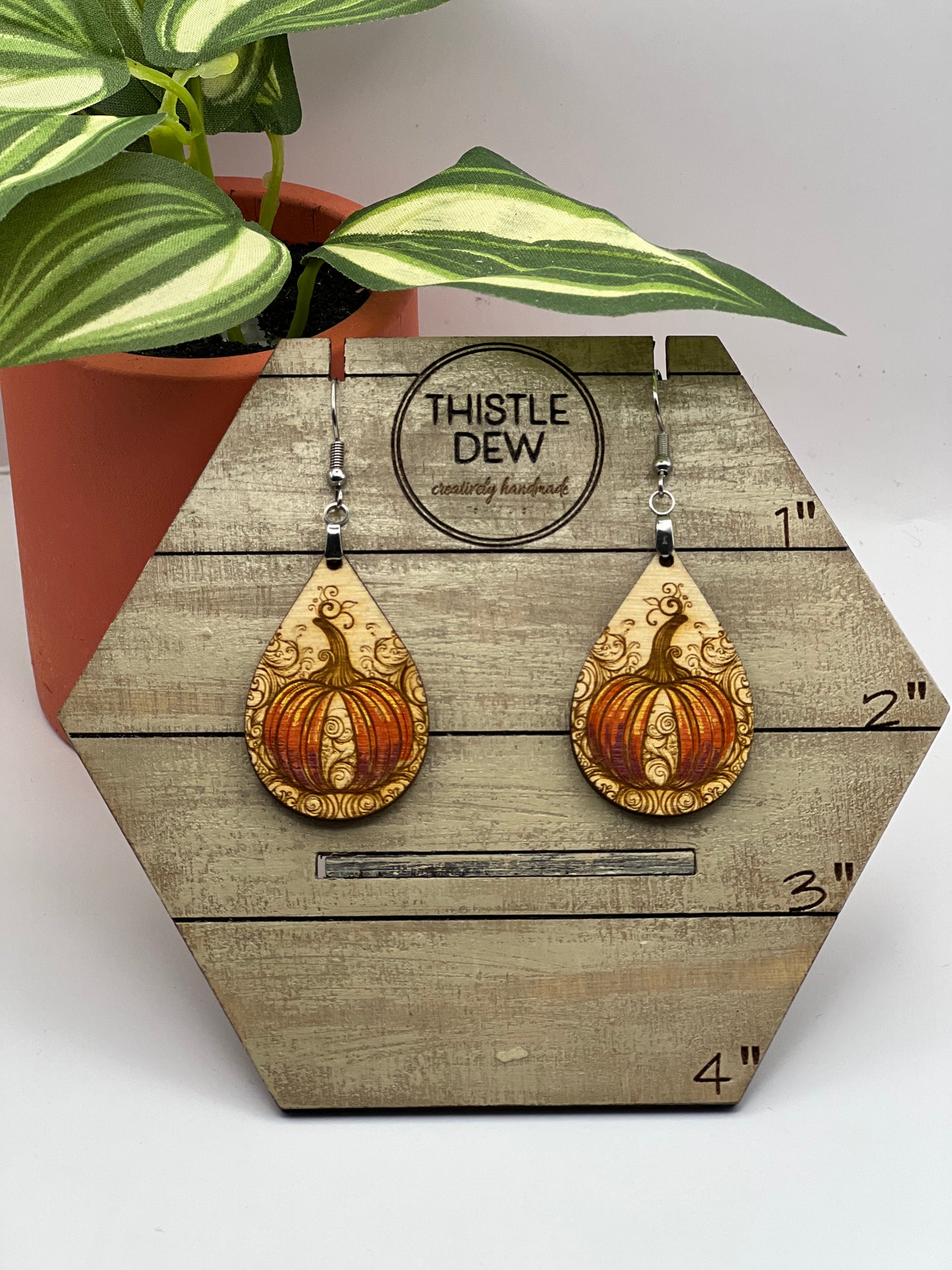 Earrings | Drop Earrings | Earrings with pumpkin | Wooden Earrings | Pumpkin Earrings