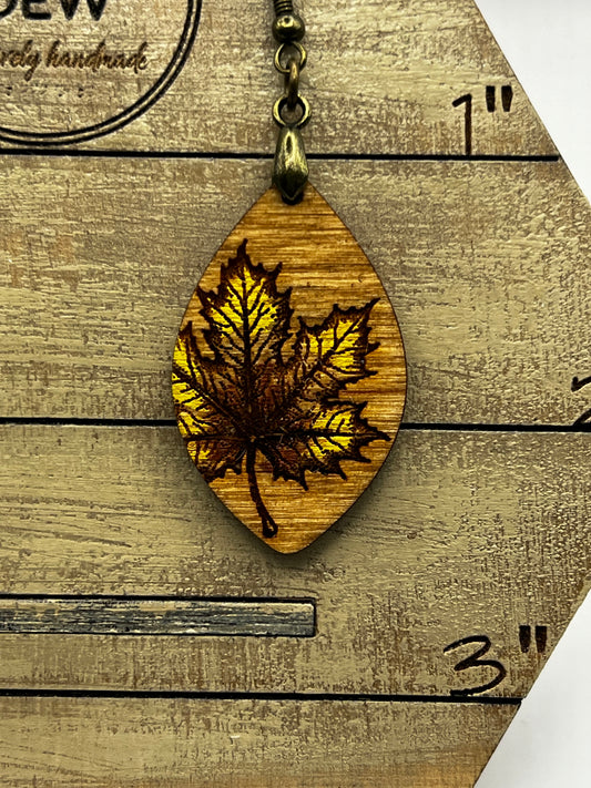 Earrings | Drop Earrings | Earrings with Leaves | Wooden Earrings | Fall Leaf Earrings