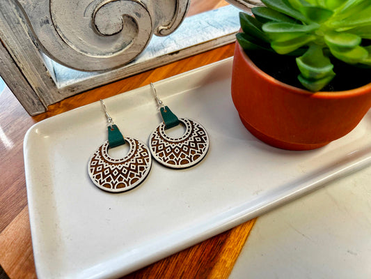 Earrings | Drop Earrings |Mandala Earrings | Wooden Earrings | Round Mandala Earrings