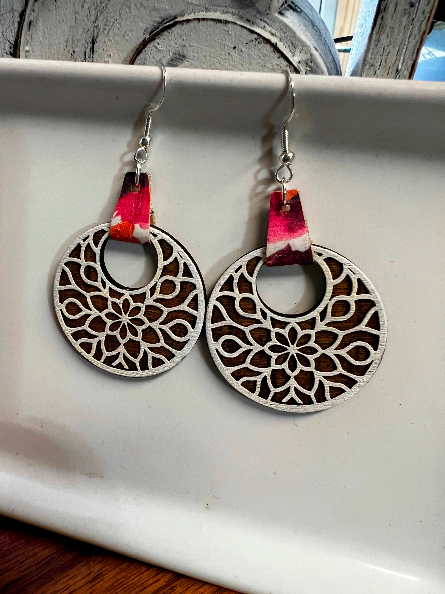 Earrings | Drop Earrings |Mandala Earrings | Wooden Earrings | Round Mandala Earrings