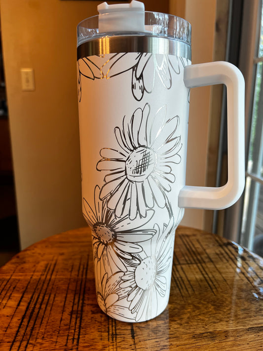 40 ounce engraved stainless steel tumbler Daisy