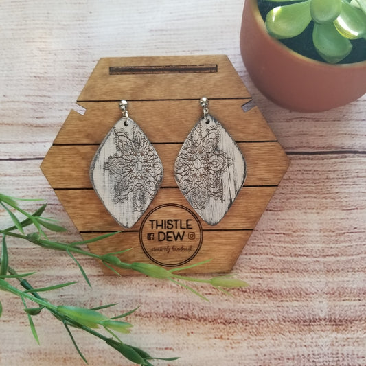 Earrings | Drop Earrings | Earrings with snowflake | Wooden Earrings | Snowflake Earrings