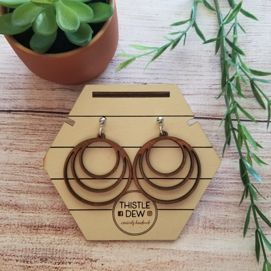 Earrings | Wooden Earrings | Triple hoop earrings