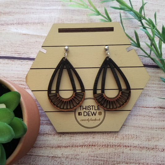 Earrings | Wooden Geometric Earrings | Black and Wooden Earrings