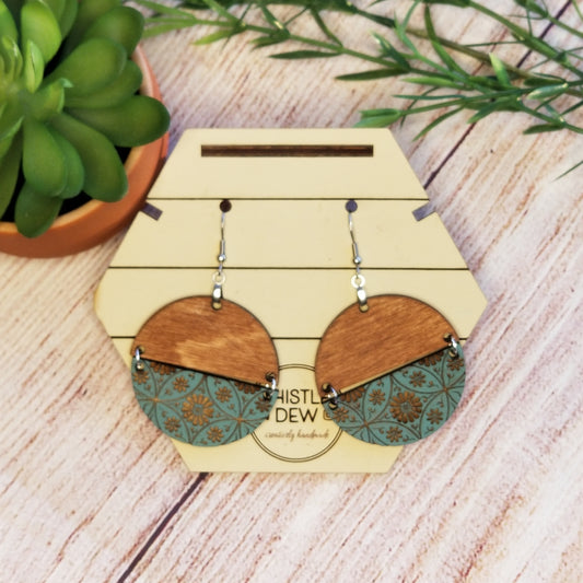 Earrings | Two piece wooden boho earrings