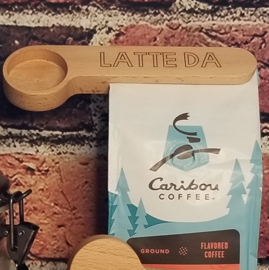 Coffee Scoop & Bag Clip, Latte Da Wooden
