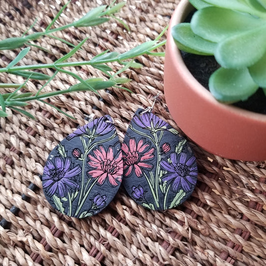 Earrings | Drop Earrings | Earring | Floral Engraved Hand Painted Earrings