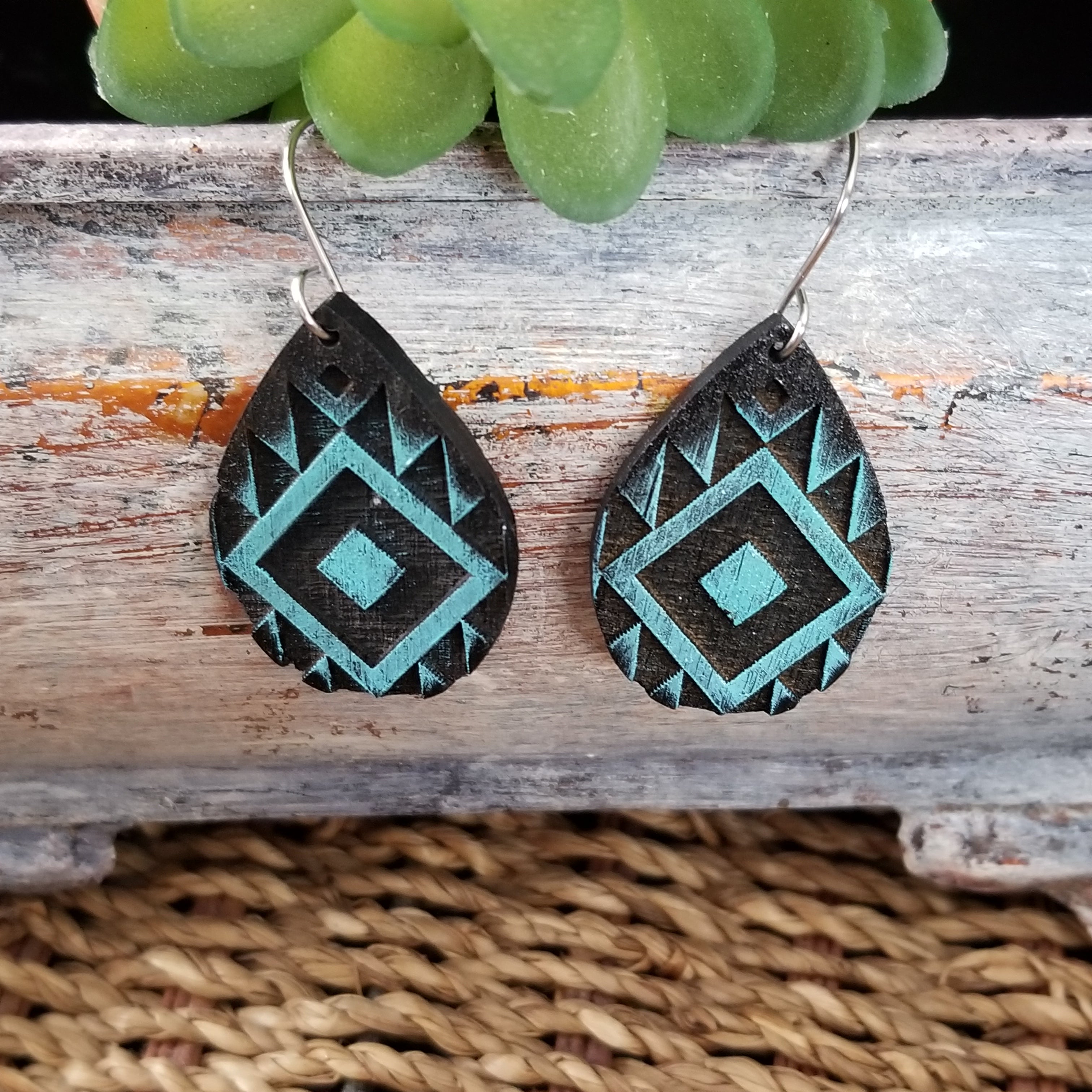 Aztec Earflower Earrings | Drop | Aztec Tribal | Teardrop earrings – Thistle Dew Crafts