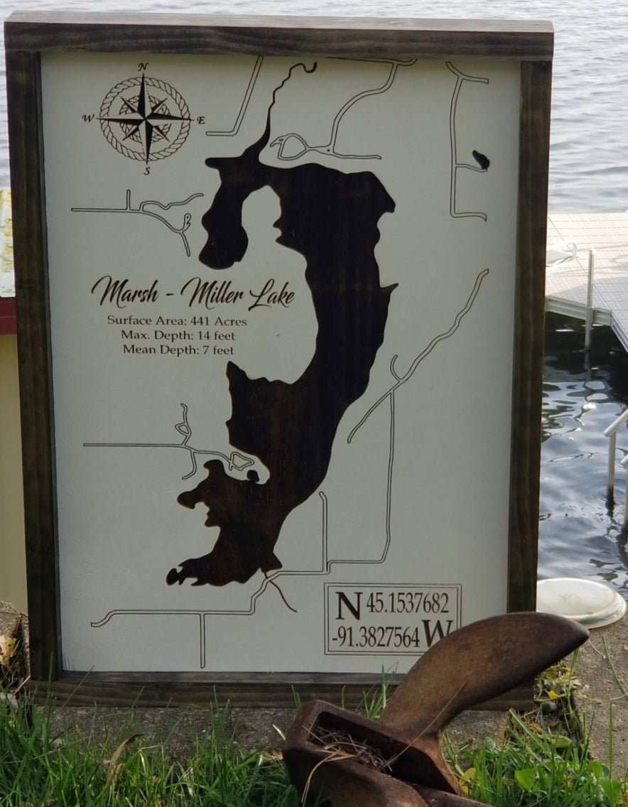 Lake Map, Laser Engraved Lake Map | Minnesota Lakes | Wisconsin Lakes