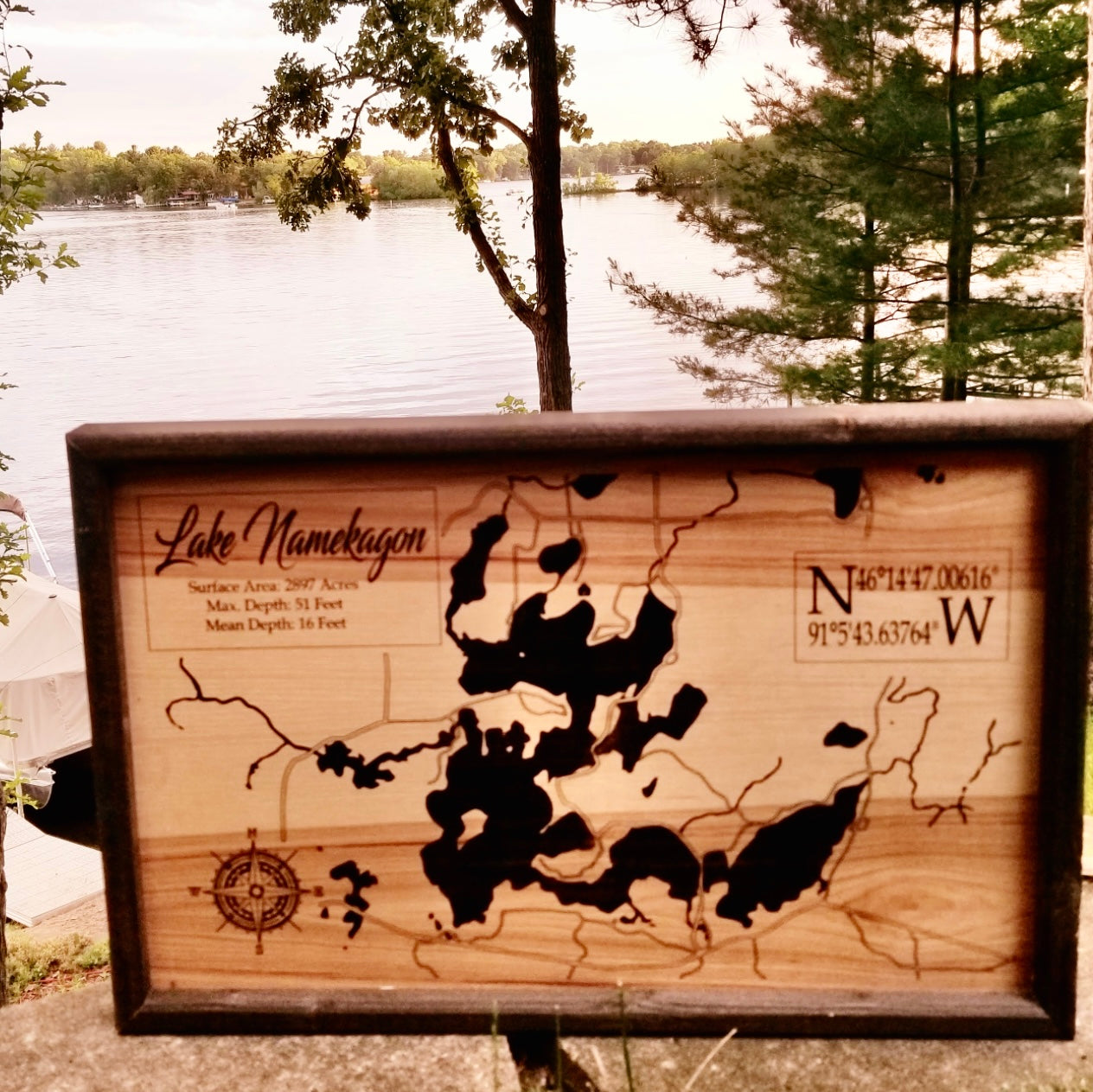 Lake Map, Laser Engraved Lake Map | Minnesota Lakes | Wisconsin Lakes